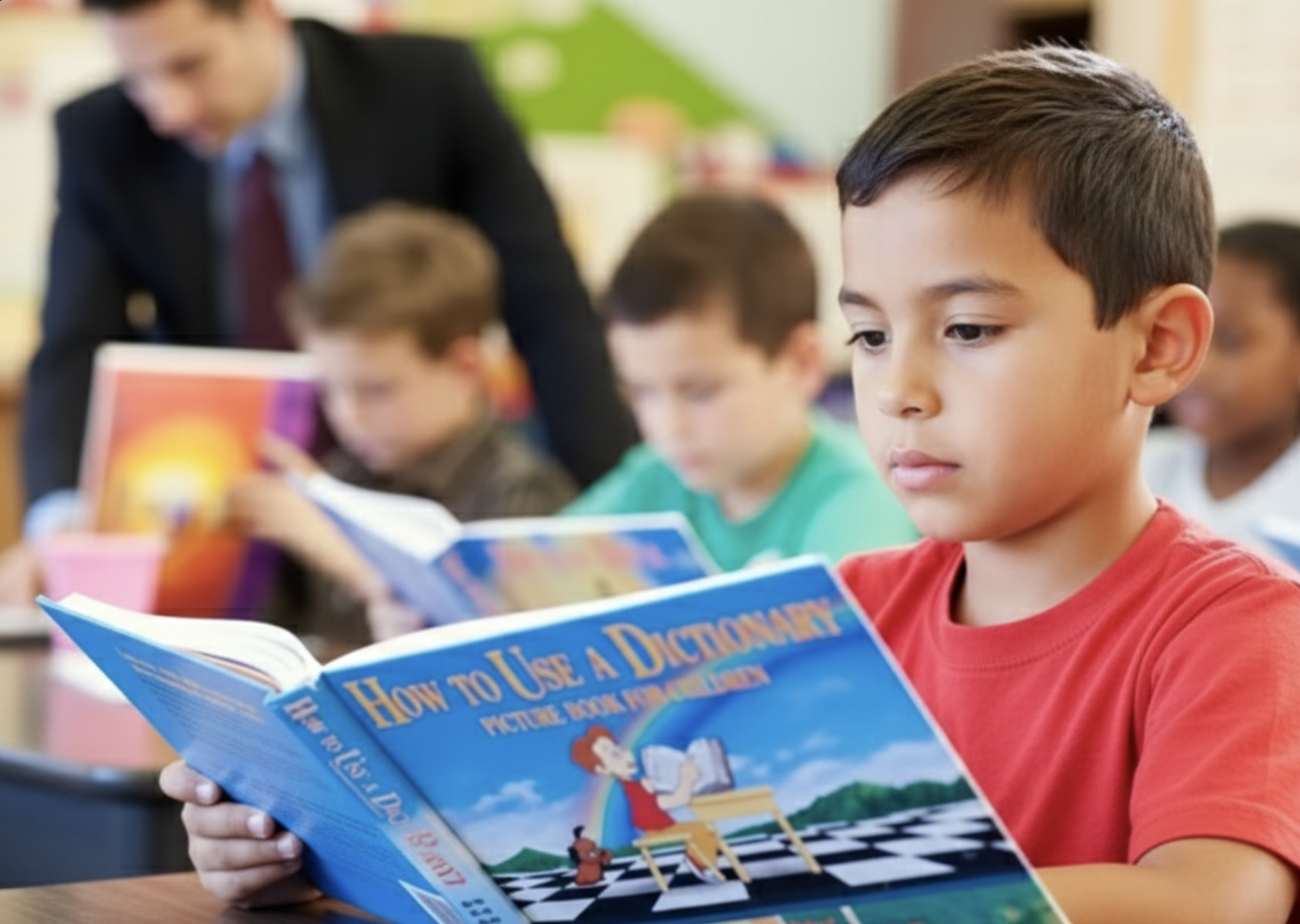 Aula con estudiantes participando y levantando la mano