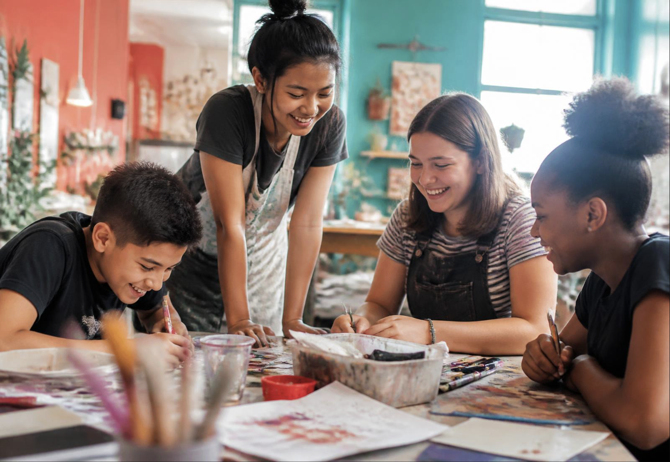 Youth in a creative workshop